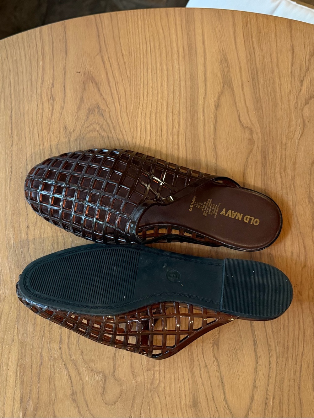 Woven JELLY FLAT OLD NAVY Leather Slip-On Mules in Brown - Picture 7 of 7